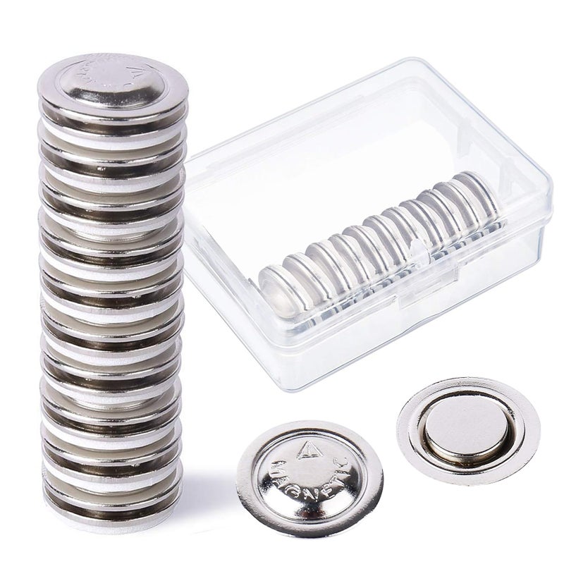 H YANKA HYANKA 20 Pieces Magnetic Name Badge Round Adhesive Name Tag Holders with a Plastic Storage Box for Name Tags and Circle Badges (Diameter of 17 mm/0.67 inch) - Image 1